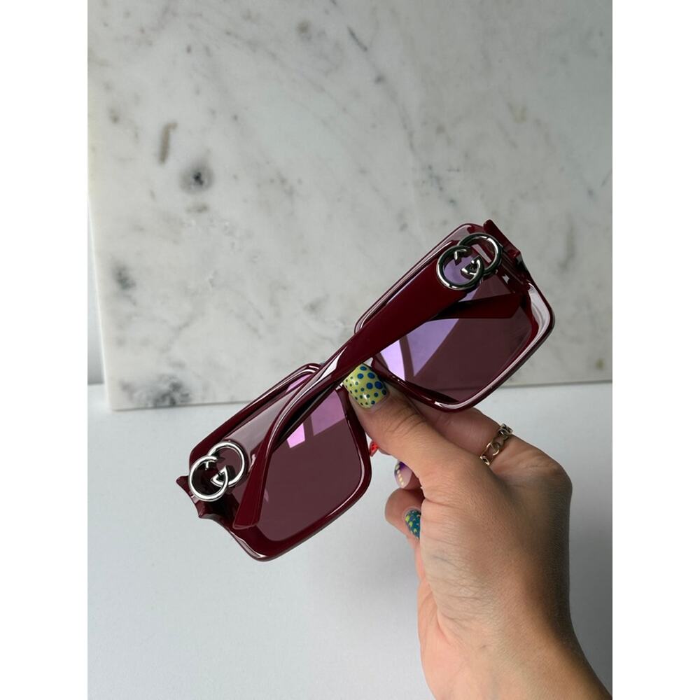 NEW Gucci GG1692SA Burgundy Square Mirror Lens Sunglasses - Picture 9 of 9